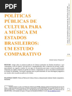 Políticas Públicas de Cultura para a Música em Estados Brasileiros