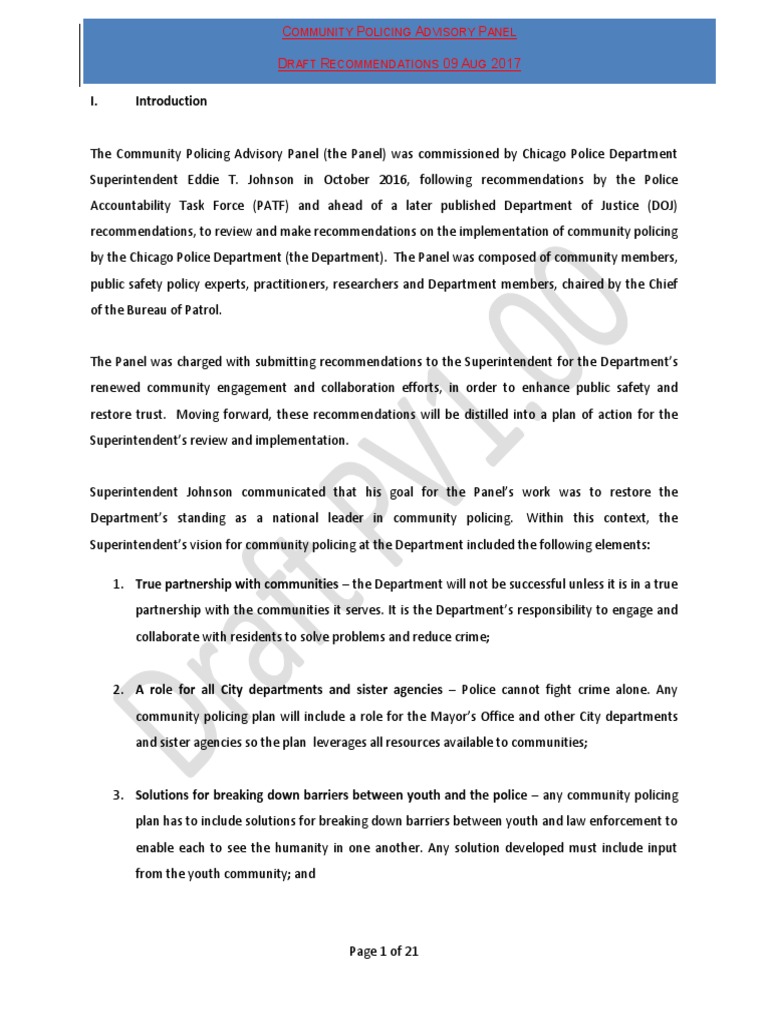 Chicago Community Policing Recommendations | PDF | Community Policing ...