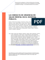 Sotelo, Maria Ines, Belaga, Guillermo (..) (2016). La Consulta de Urgencia en Salud Mental en El Hospital Publico