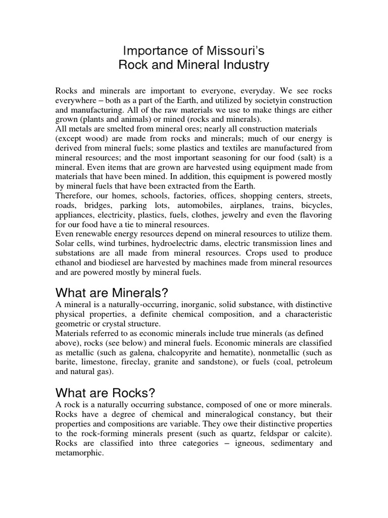 Importance of Rock and Kinds of Rocks PDF Sedimentary Rock Rock