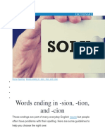 Words Ending in - Sion, - Tion, and - Cion: Dictionary