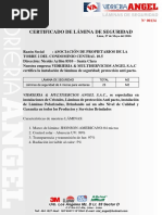 Certificado de Laminado de Vidrios