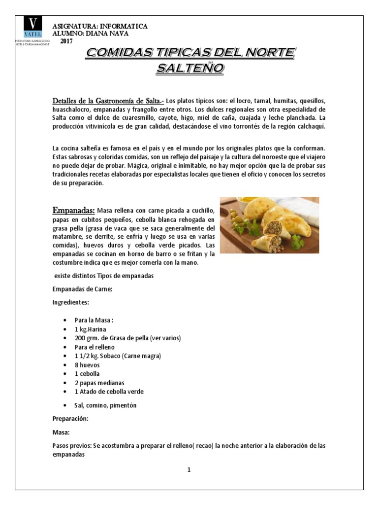 Comidas Tipicas Del Norte Salteño | PDF | Cocina latinoamericana ...