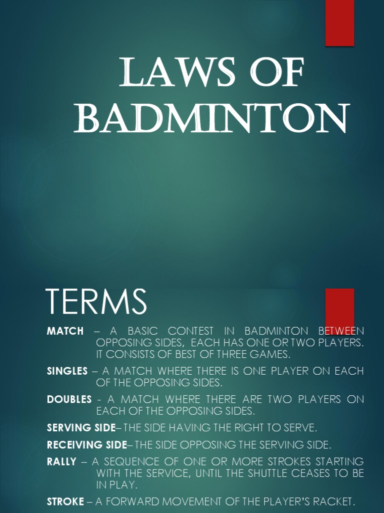 Laws of Badminton PDF Referee Sports Rules And Regulations