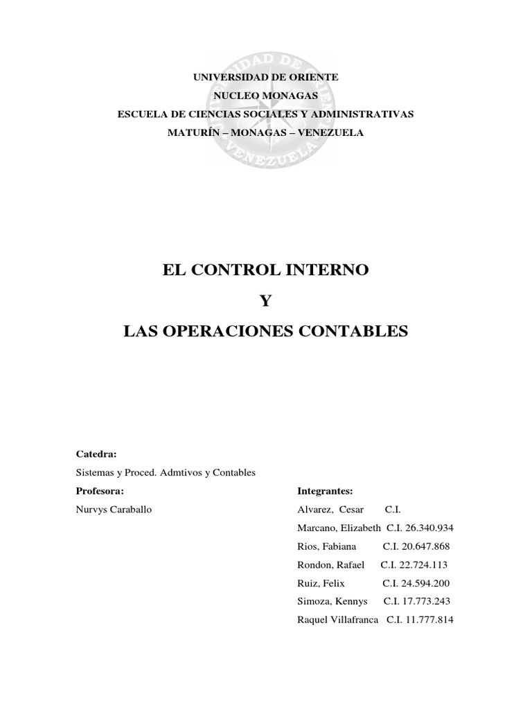 Control Interno en Operaciones Contables | PDF | Contabilidad | Contador