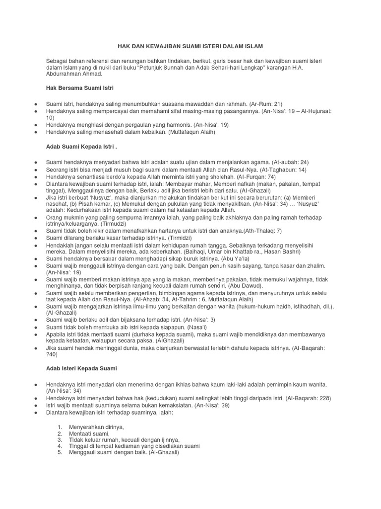 Hak Dan Kewajiban Suami Isteri Dalam Islam Pdf