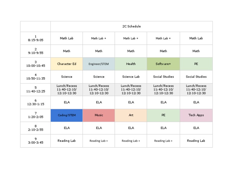 2c Schedule | PDF