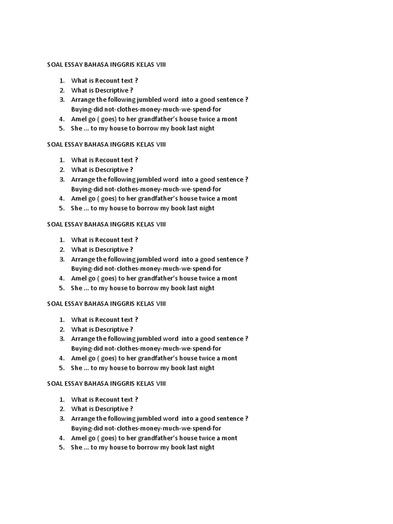 Soal Ujian Semester Bahasa Inggris Kls Viii