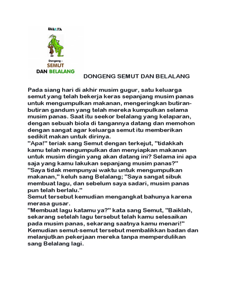 Dongeng Semut Dan Belalang Pdf