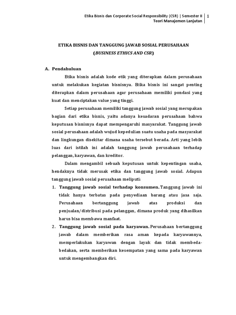 Etika Bisnis Dan Csr Docx