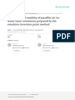 Formation and Stability of Paraffin Oil-In-water Nano-Emulsions Prepared by The Emulsion Inversion Point Method