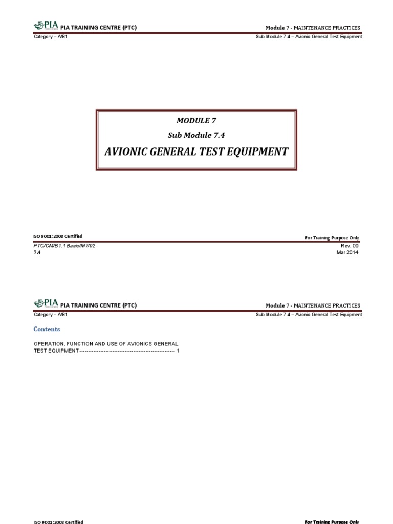 Module 7 Maintenance Practices Sub Module 7 4 Avionic General Test ...