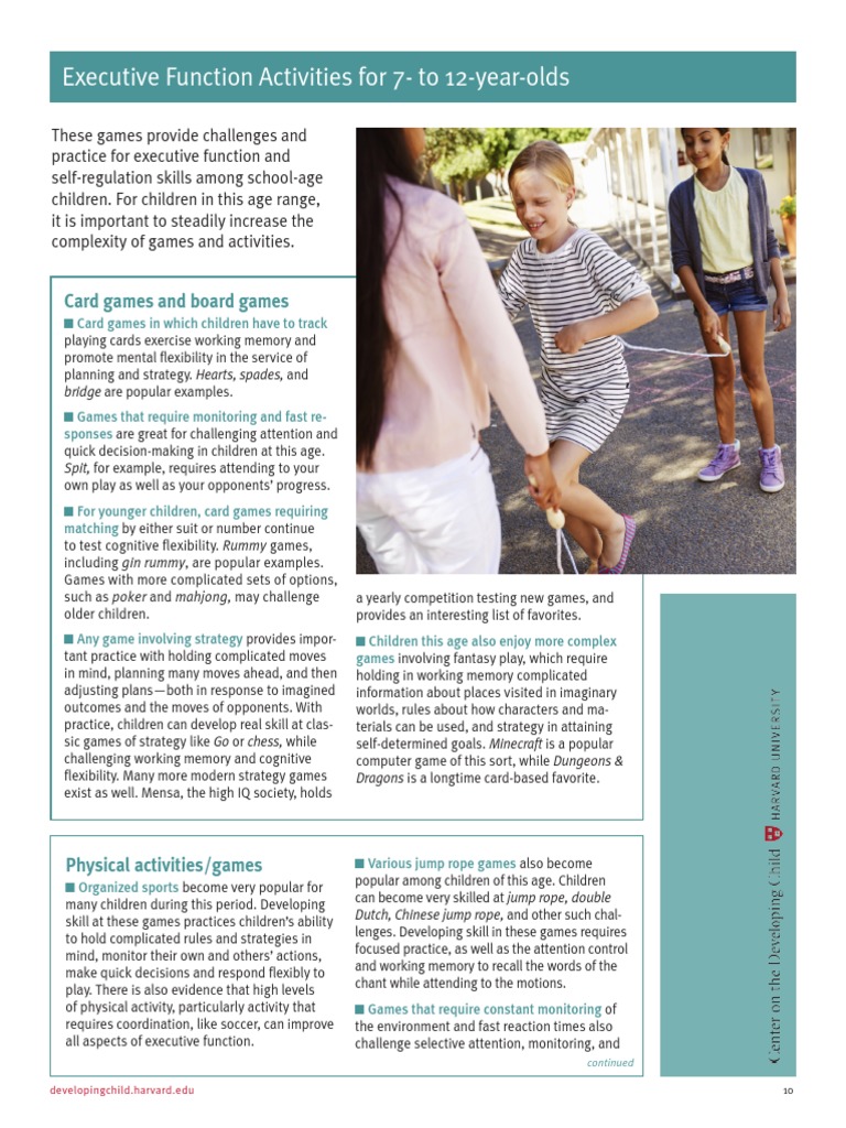 Executive Function Activities For 7 To 12 Year Olds | PDF | Working ...