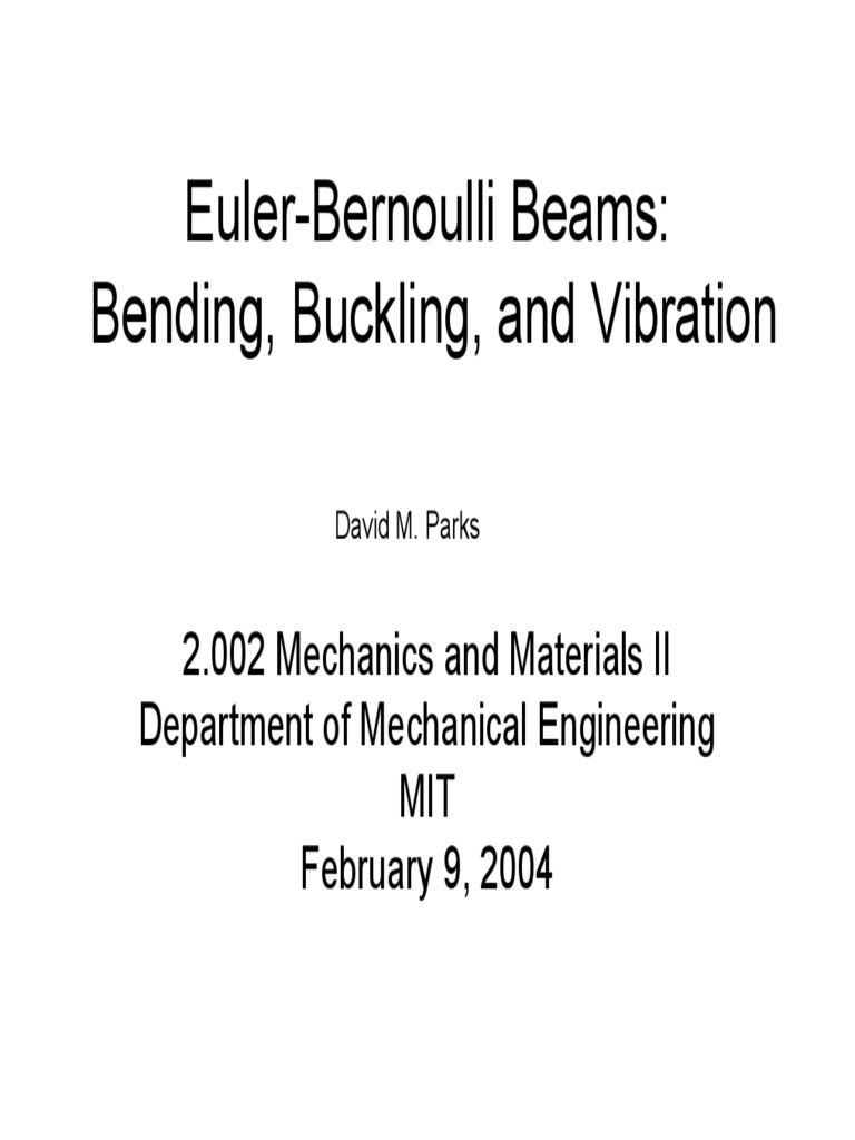 Euler Bernoulli Equation Buckling Bending