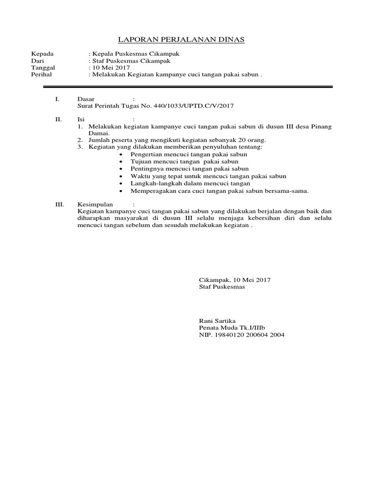 Contoh Laporan Kegiatan Cuci Tangan Pakai Sabun Di
