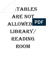 Eatables Are Not Allowed in Library/ Reading Room