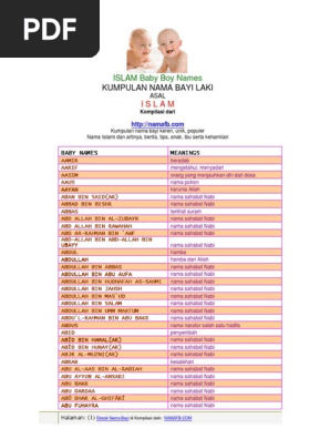 Nama Bayi Laki Islam Pdf Pdf