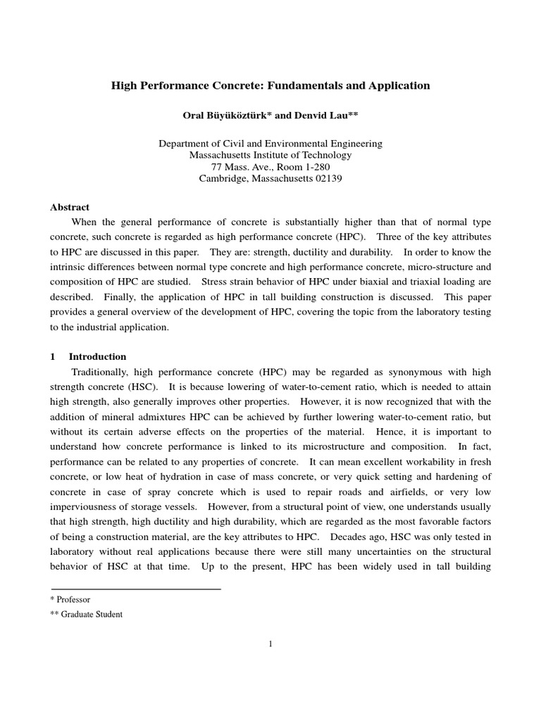 High Performance Concrete Overview | PDF | Home & Garden | Science ...