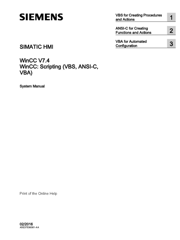WinCC Programming en-US en-US PDF | PDF | Visual Basic For Applications ...