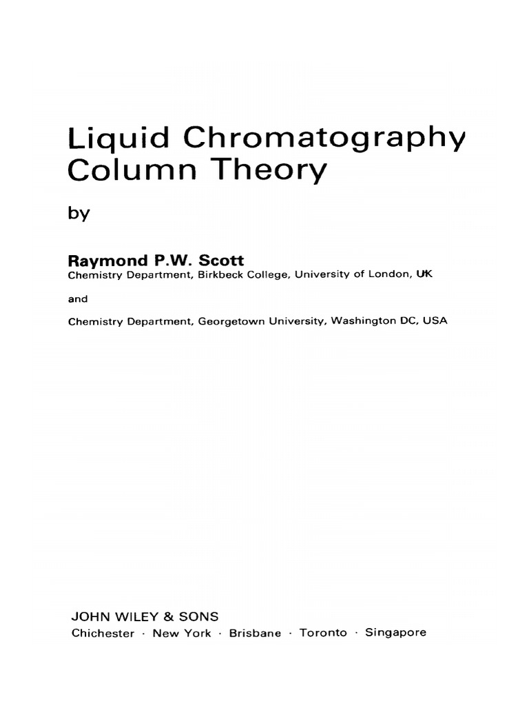 Liquid Chromatography Column Theory (Raymond P. W. Scott) PDF PDF