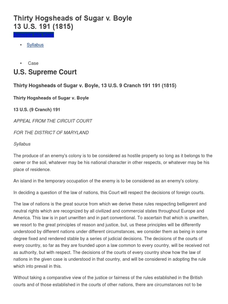 Thirty Hogshead of Sugar vs. Boyle PDF Prize (Law) Denmark