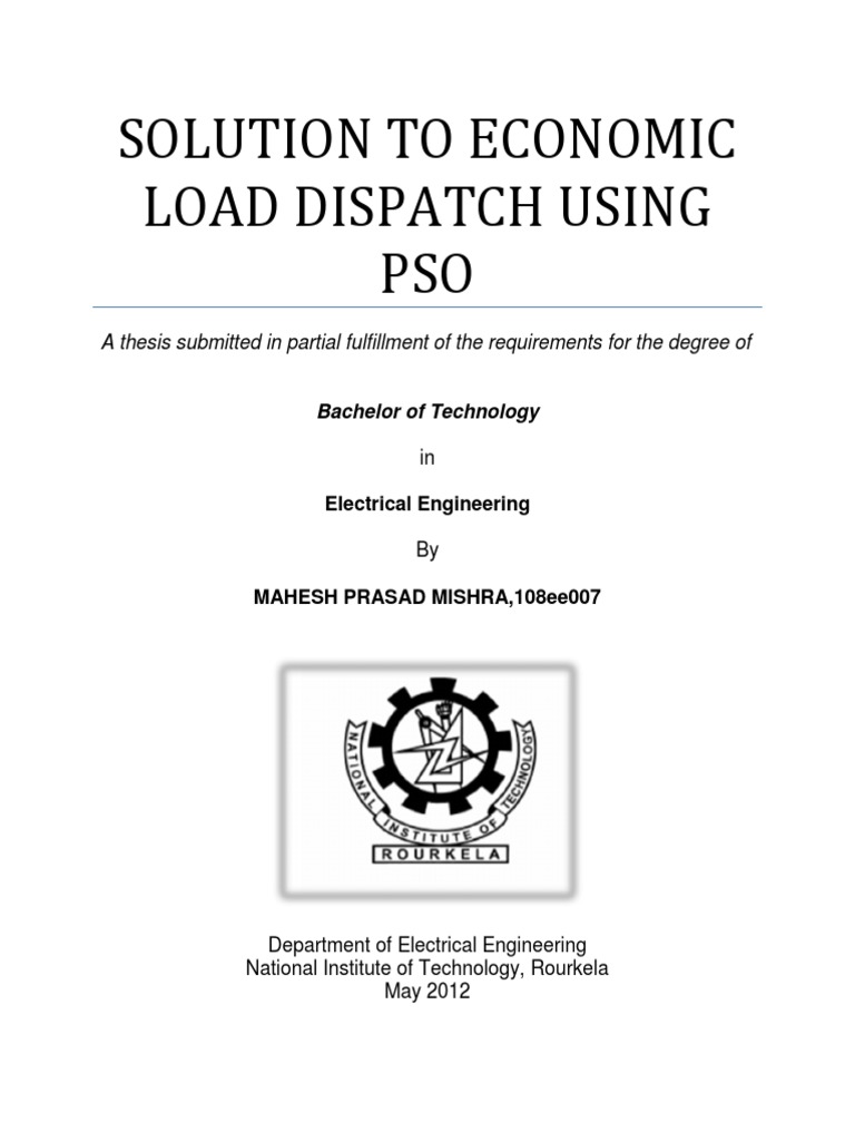 Economic Load Dispatch Optimization PSO | PDF | Mathematical ...