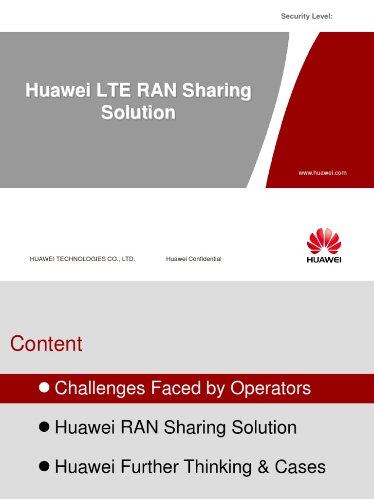 Huawei LTE RAN Sharing Solutions | PDF | Lte (Telecommunication) | Roaming