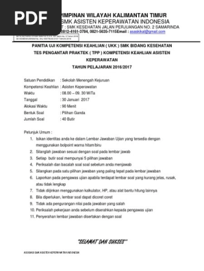 Kisi Kisi Soal Ujikom Perawat 2016 Jawabanku Id