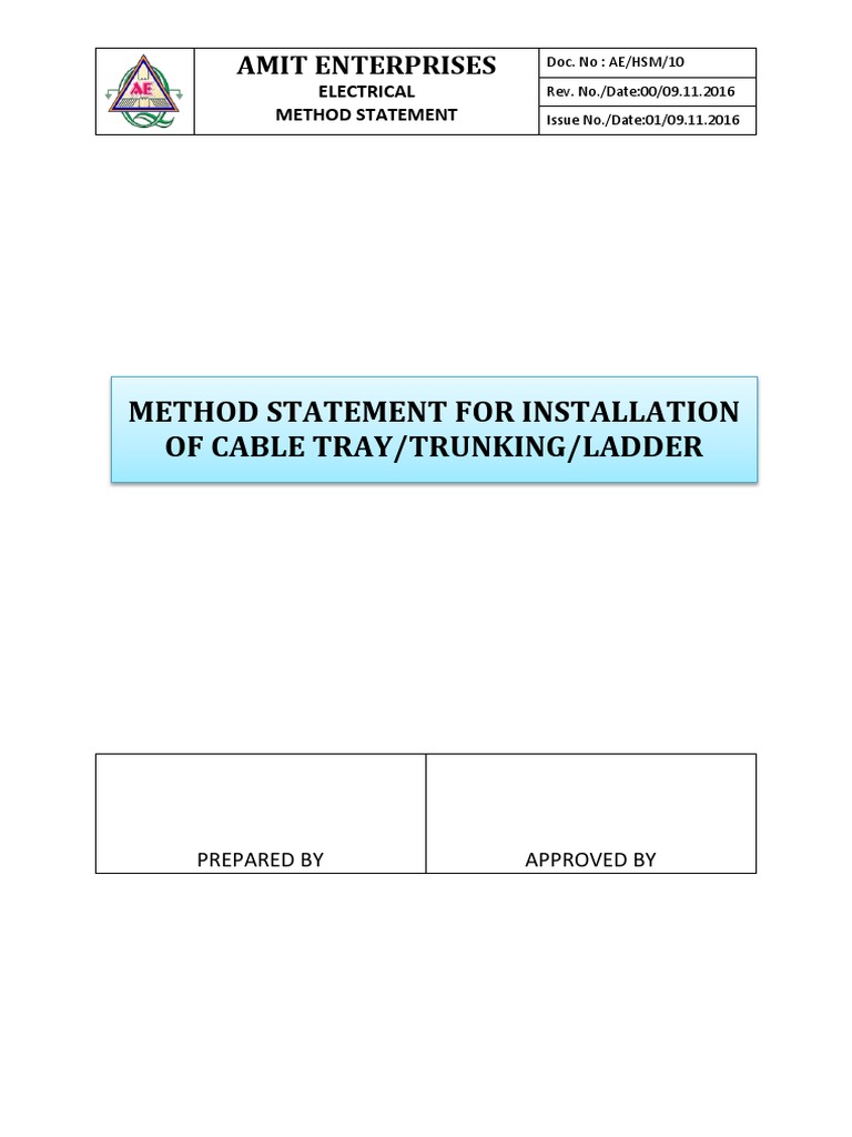 Method Statement Cable Ladder