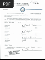 Notice of Intent To Recall State Sen. Patricia Farley