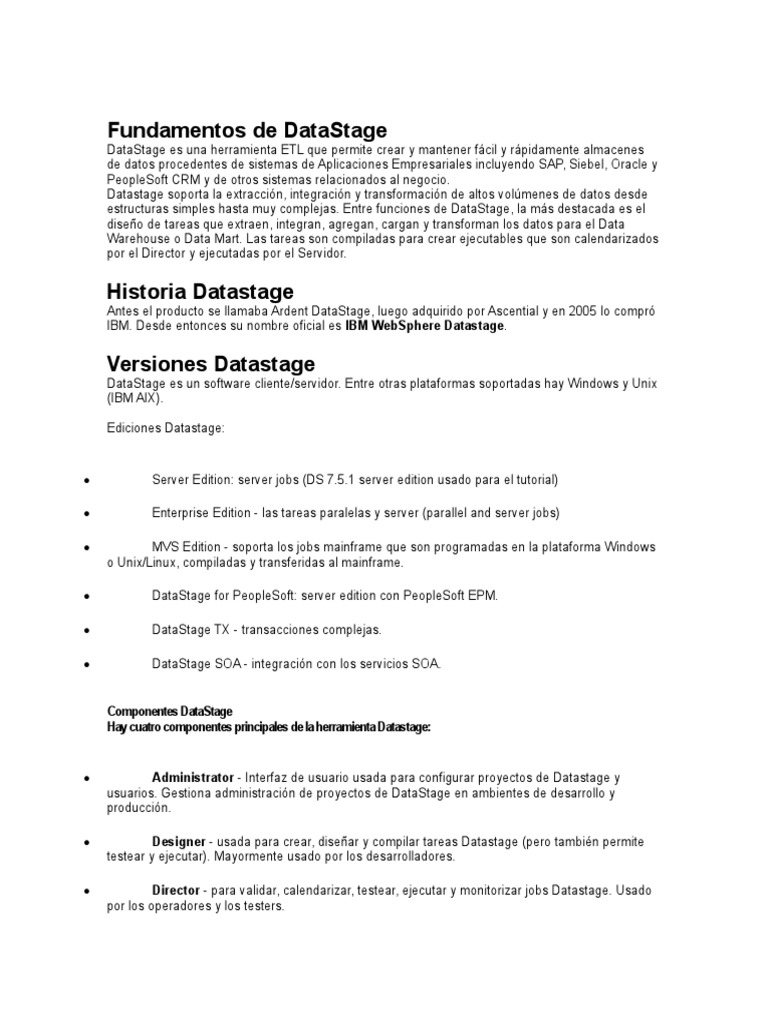 Fundamentos de IBM DataStage ETL | PDF