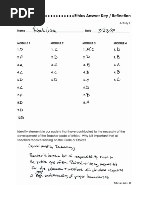 Ethics Answer Key Pdf