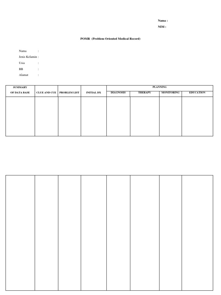 POMR Template for Medical Records | PDF