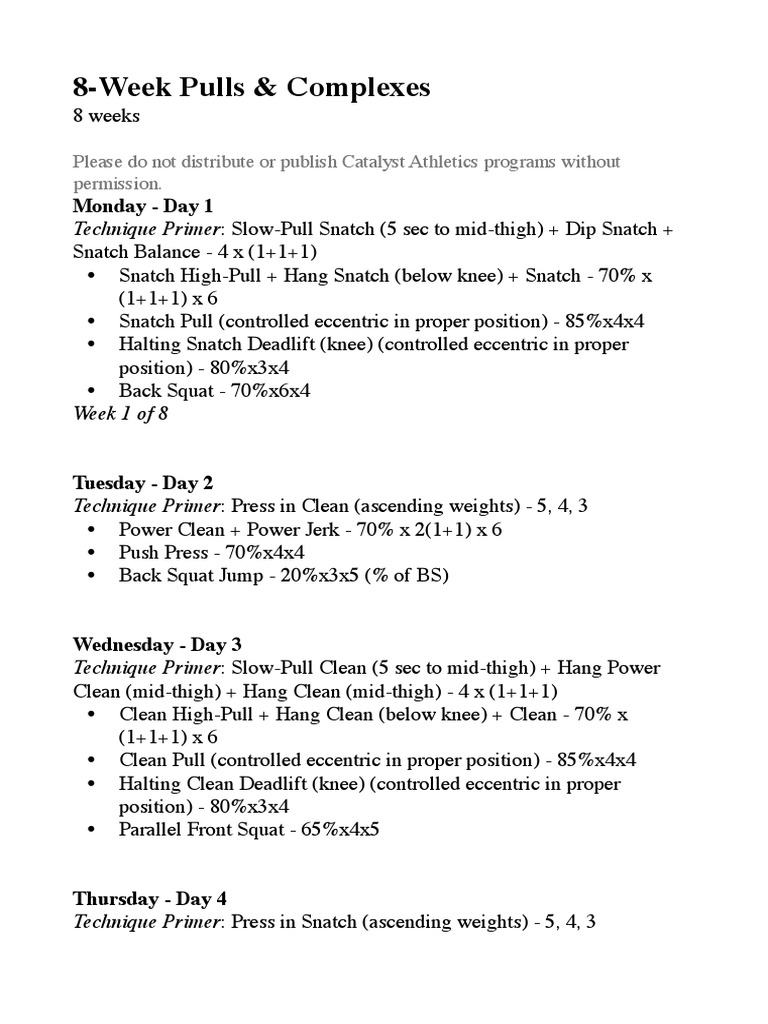Catalyst Athletics 8Week Pulls & Complexes PDF Sports
