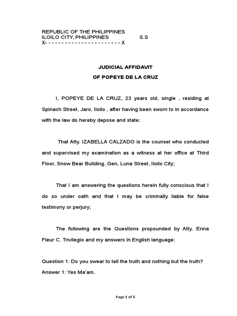Information For Attempted Homicide - Judicial Affidavit | PDF ...