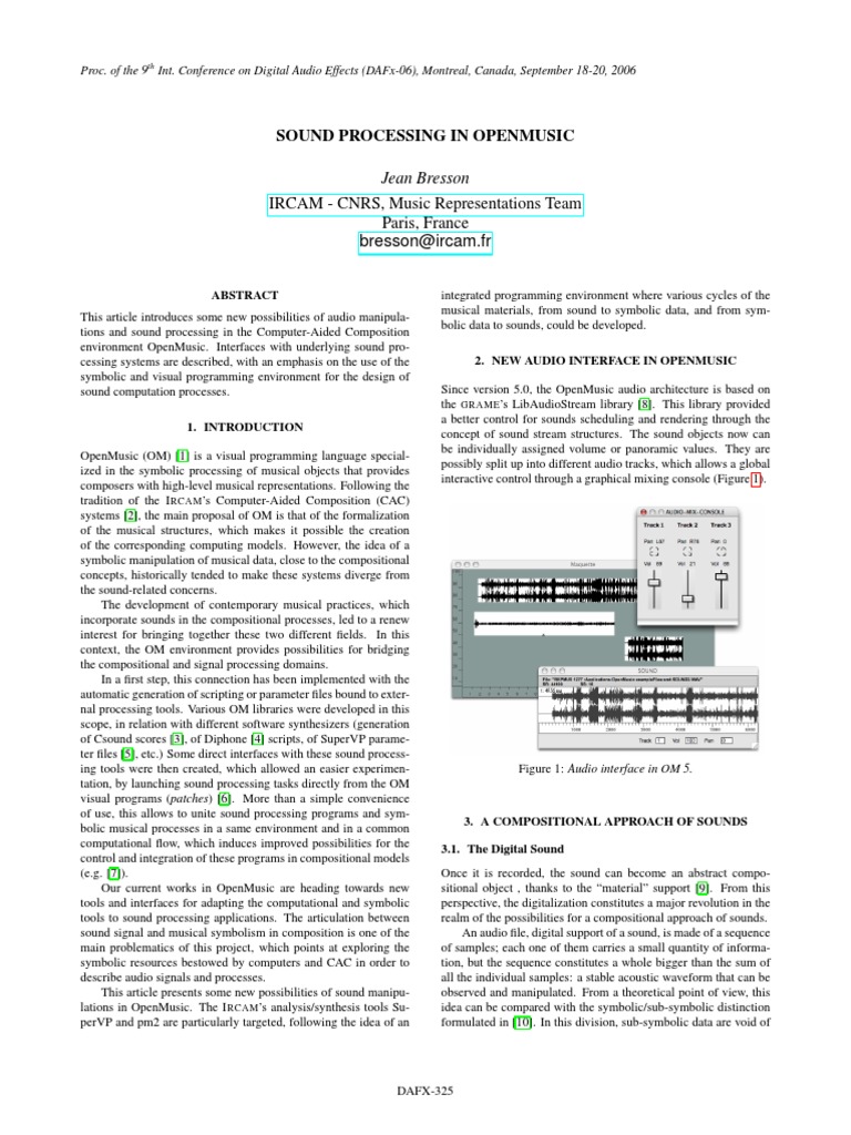 Sound Processing in Openmusic PDF | PDF | Synthesizer | Sampling ...