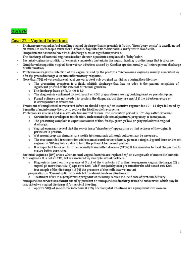 Ob/Gyn Case 22 - Vaginal Infections | PDF | Childbirth | Birth Control