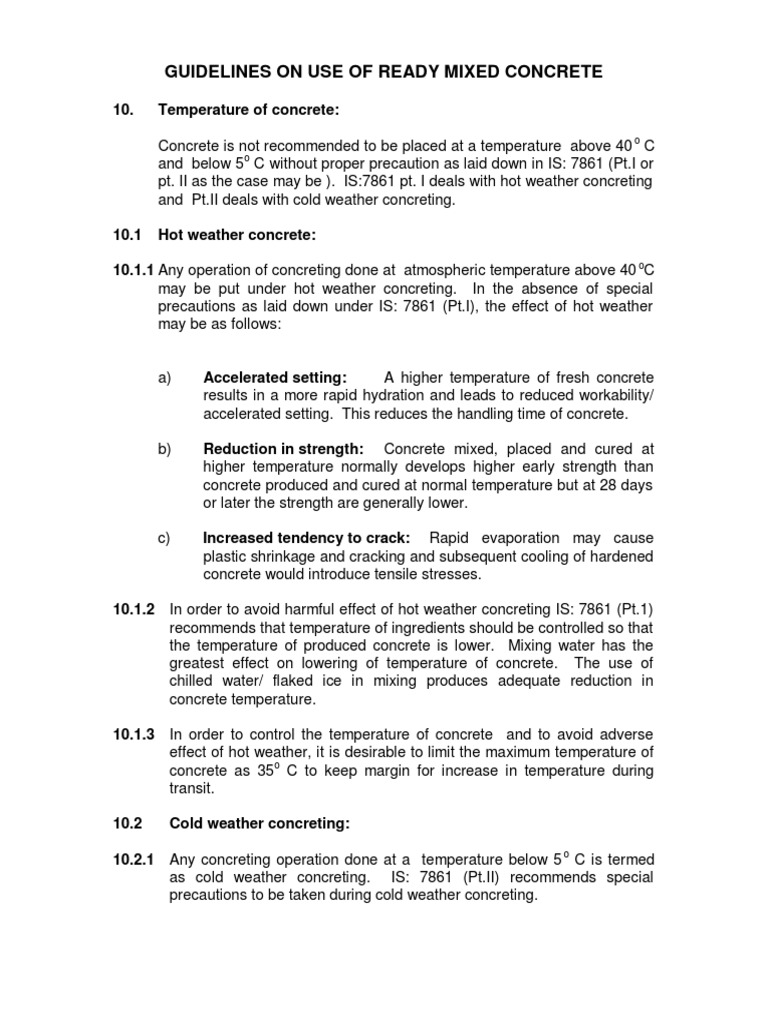 Guideline On Use of Ready Mix Concrete PDF Concrete Materials