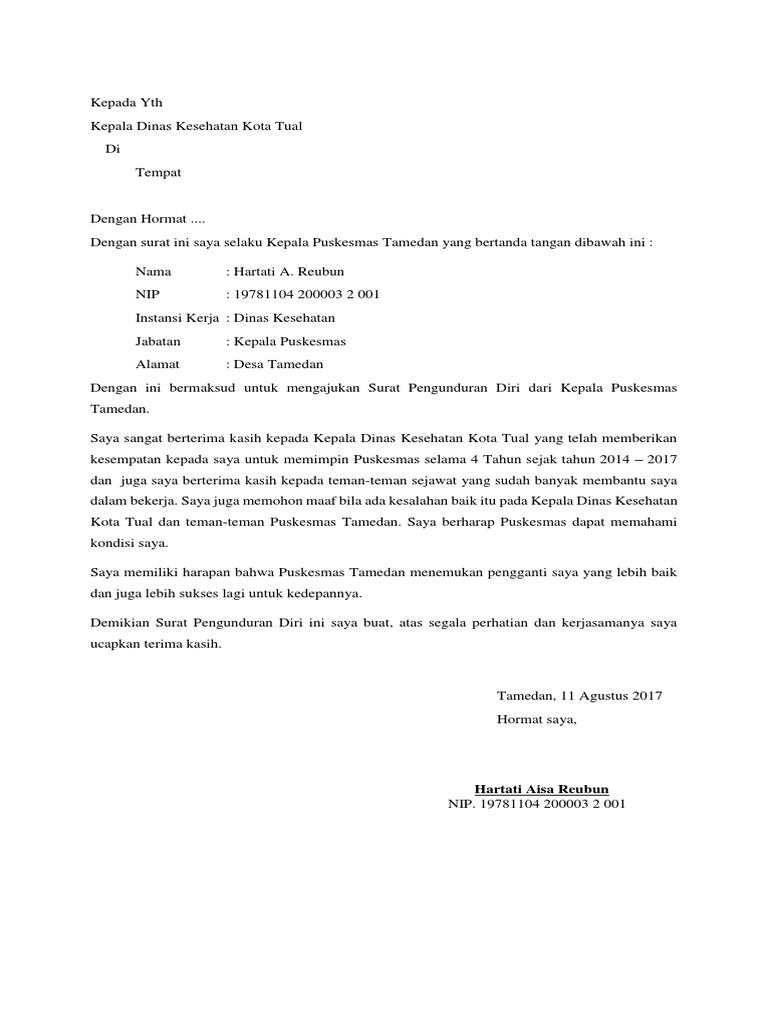 Surat Pengunduran Diri