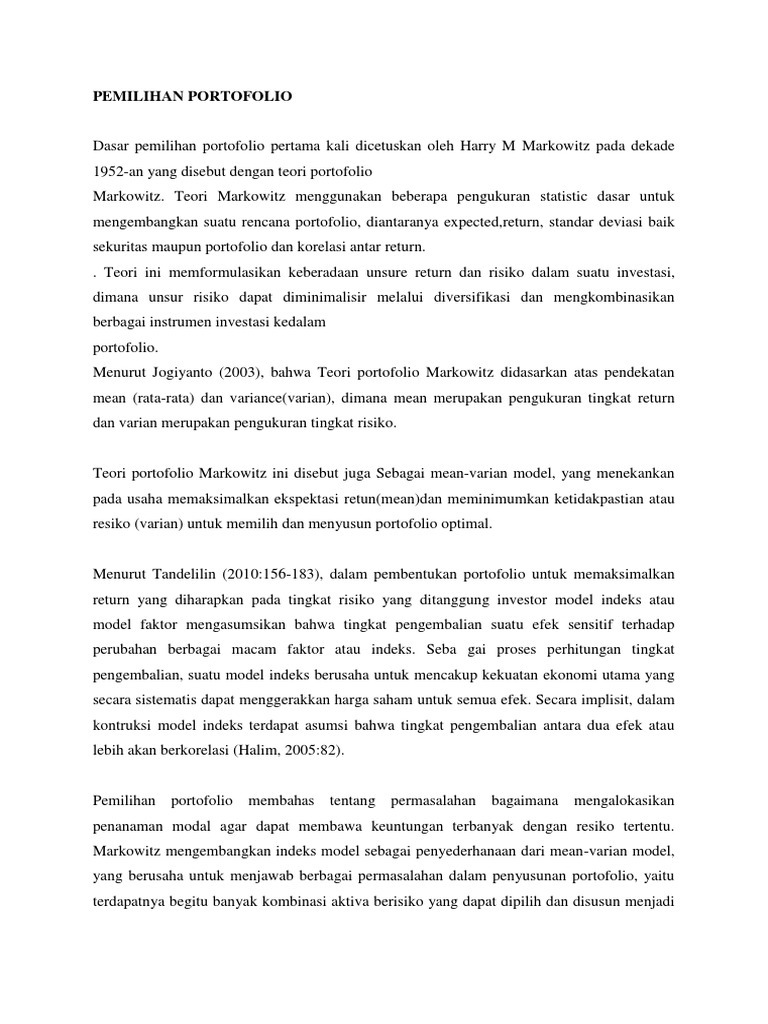Makalah Pemilihan Portofolio