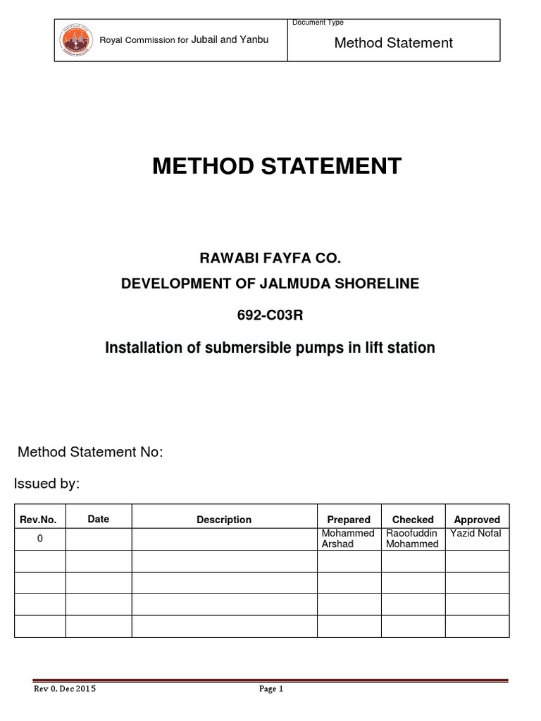 Submersible Pump Installation Method | PDF | Pump | Quality Assurance