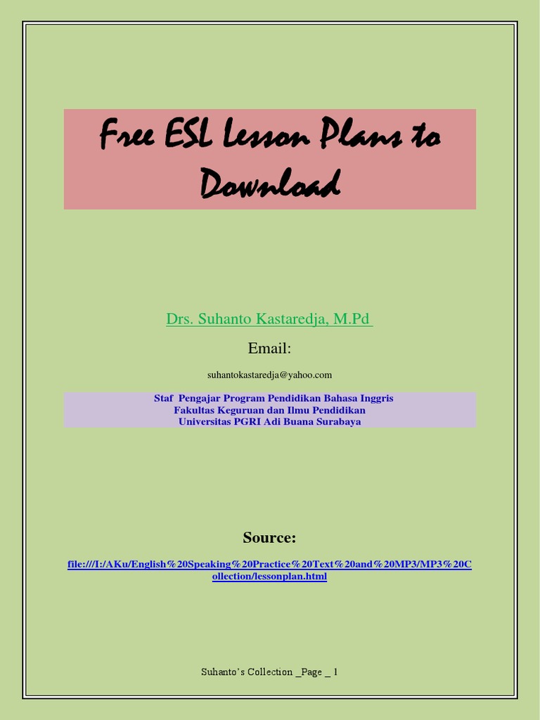 Free ESL Lesson Plans for Adults | PDF | English Language | Question