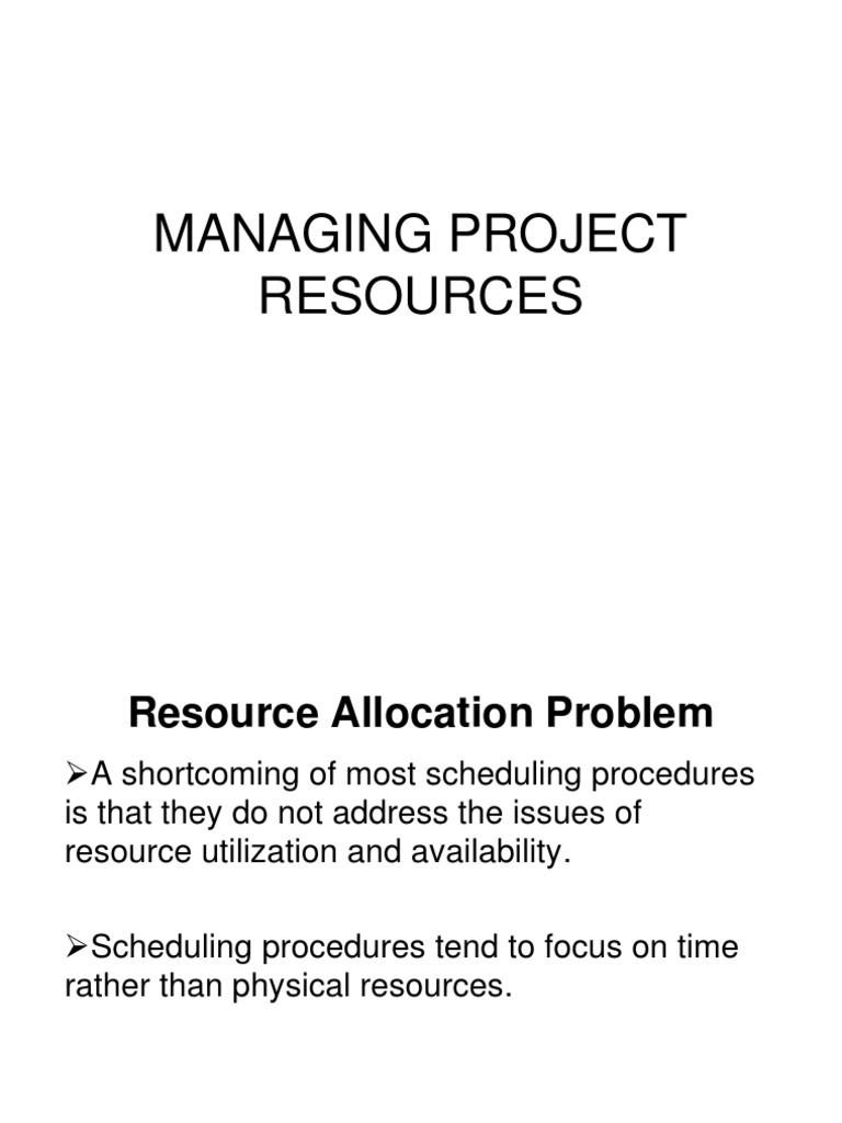 Resource Management in Project Scheduling | PDF | Resource | Project ...