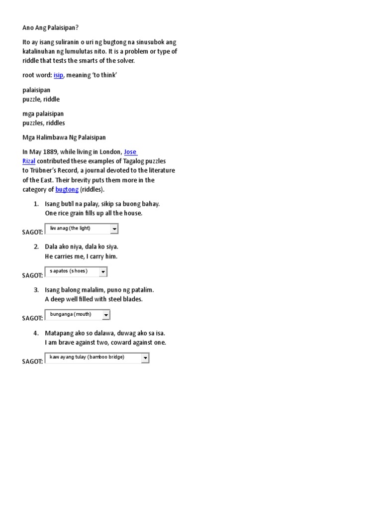 Ano Ang Palaisipan Pdf