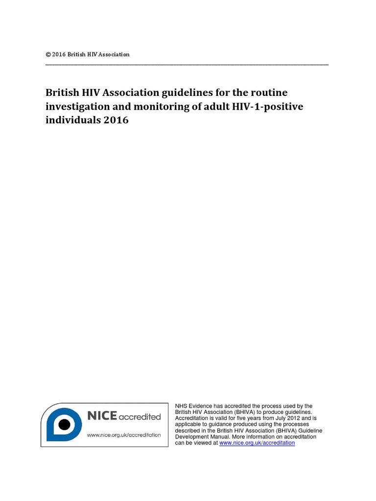 2016 BHIVA Monitoring Guidelines PDF Hiv/Aids Hepatitis