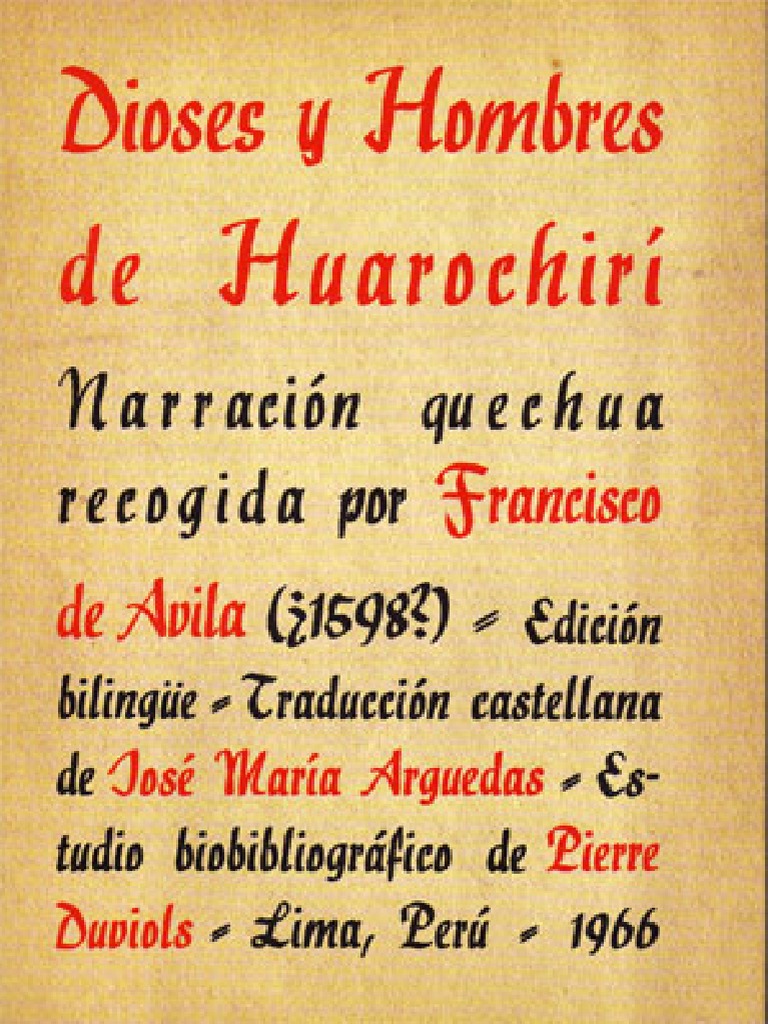 Manuscrito de Huarochiri J M Arguedas | PDF