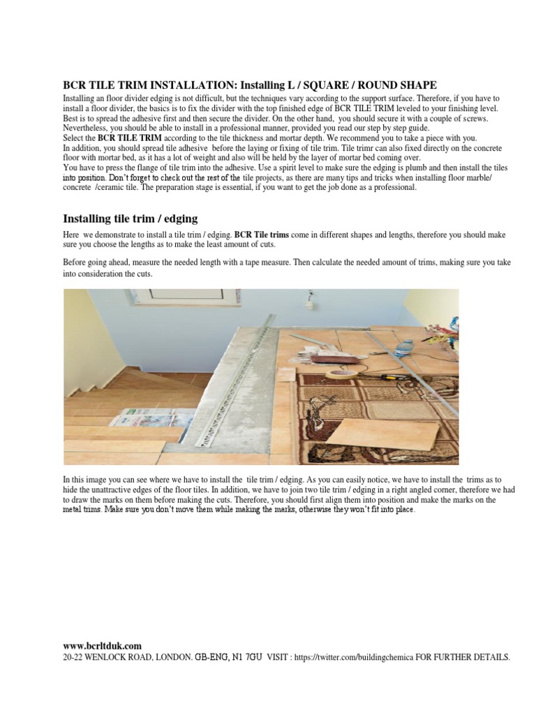 Tile Trim Installation Guide | PDF | Flooring | Tile