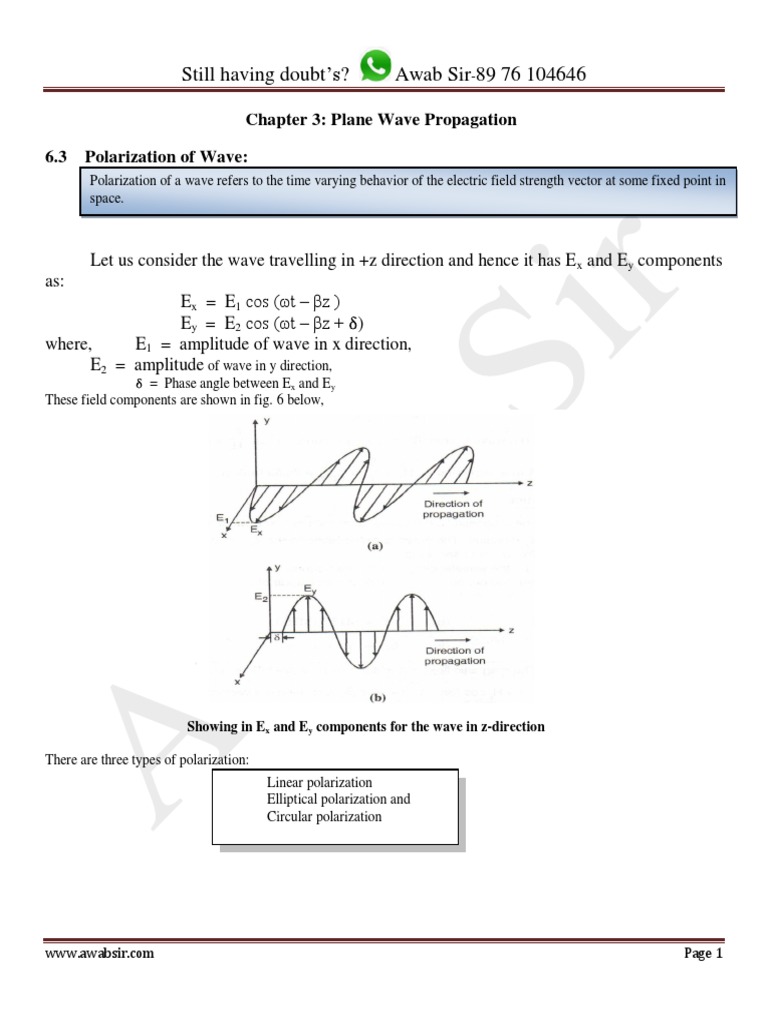 Chapter 3 Plane Wave Propagation | PDF | Polarization (Waves) | Waves