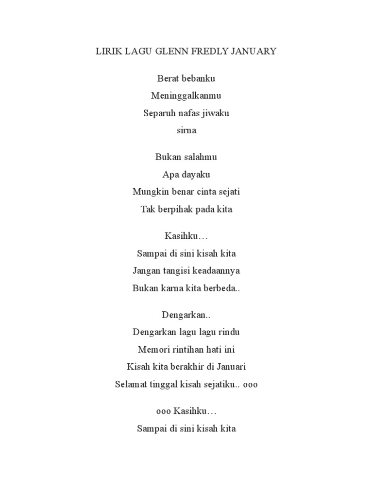Lirik Lagu Glenn Fredly January Pdf