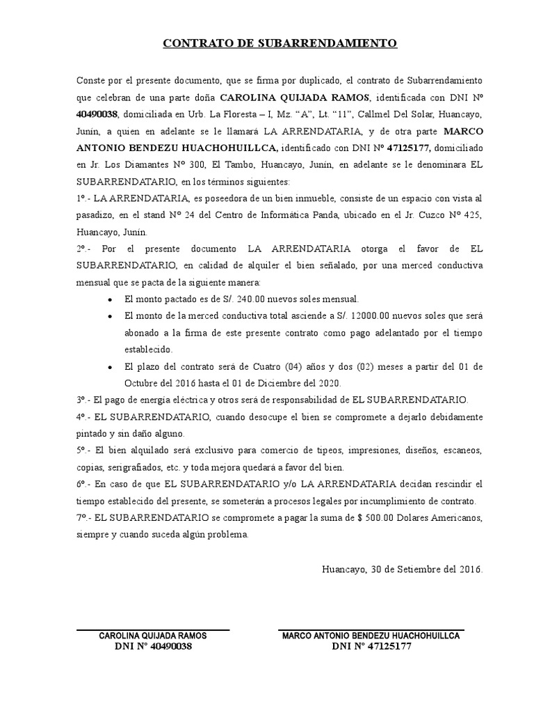 Contrato de Alquiler de Vehiculo | PDF